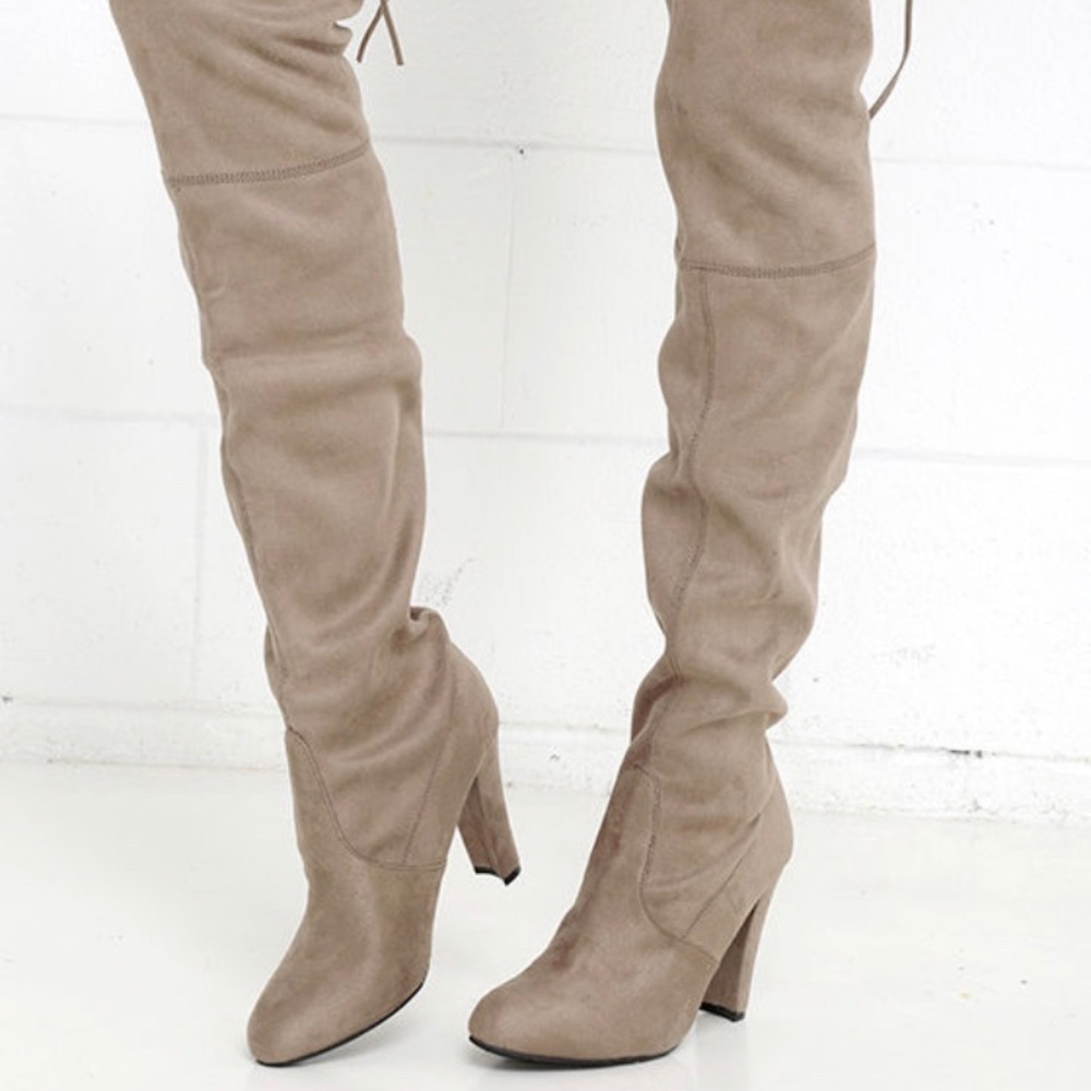 Steve Madden Gorgeous Over the Knee Boot in Taupe